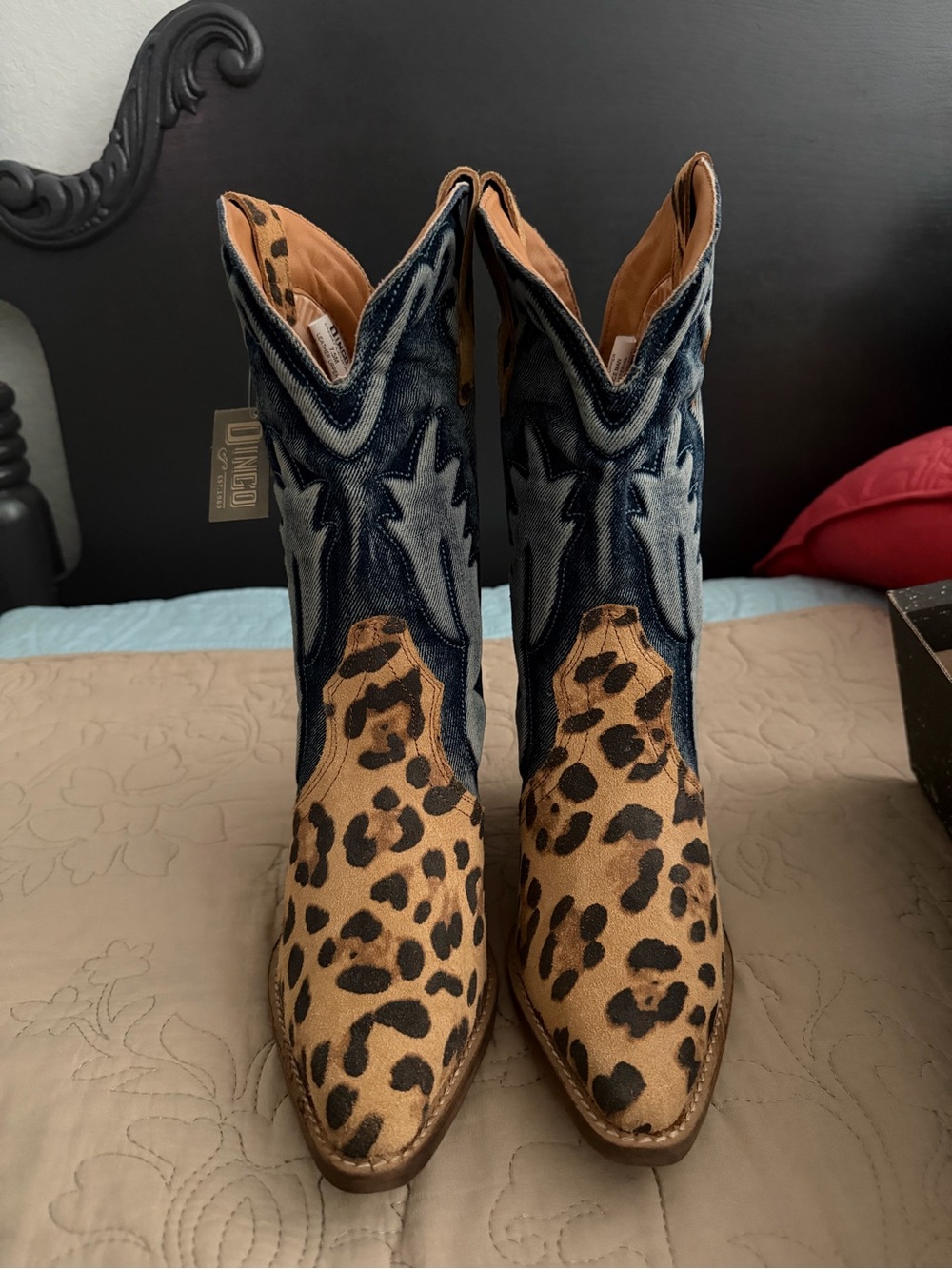 dingo Leopard & Denim Western Heeled Boots - Picture 6 of 8